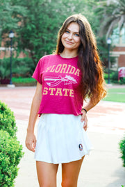 The Erin Vintage Arrow Cropped Tee (Garnet)