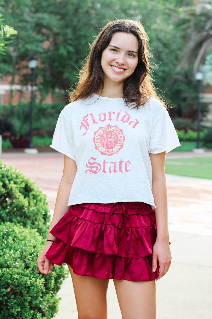 The Erin Florida State Crest Cropped Tee (Vintage White)