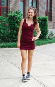 The Essential Ribbed Tank Dress (Garnet)