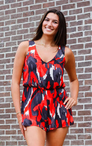 The Game Day Spirit Romper (Red & Black)