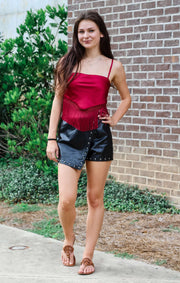 The Studded Faux Leather Skort (Black)