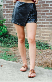 The Studded Faux Leather Skort (Black)