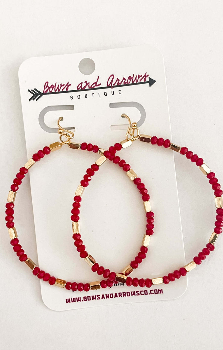 The Circle Bead Earring (Garnet & Gold)