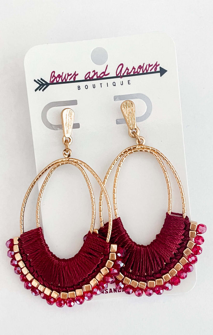 The Thread Wrapped Earring (Garnet)