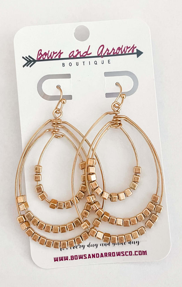 The Triple Teardrop Earrings - Gold