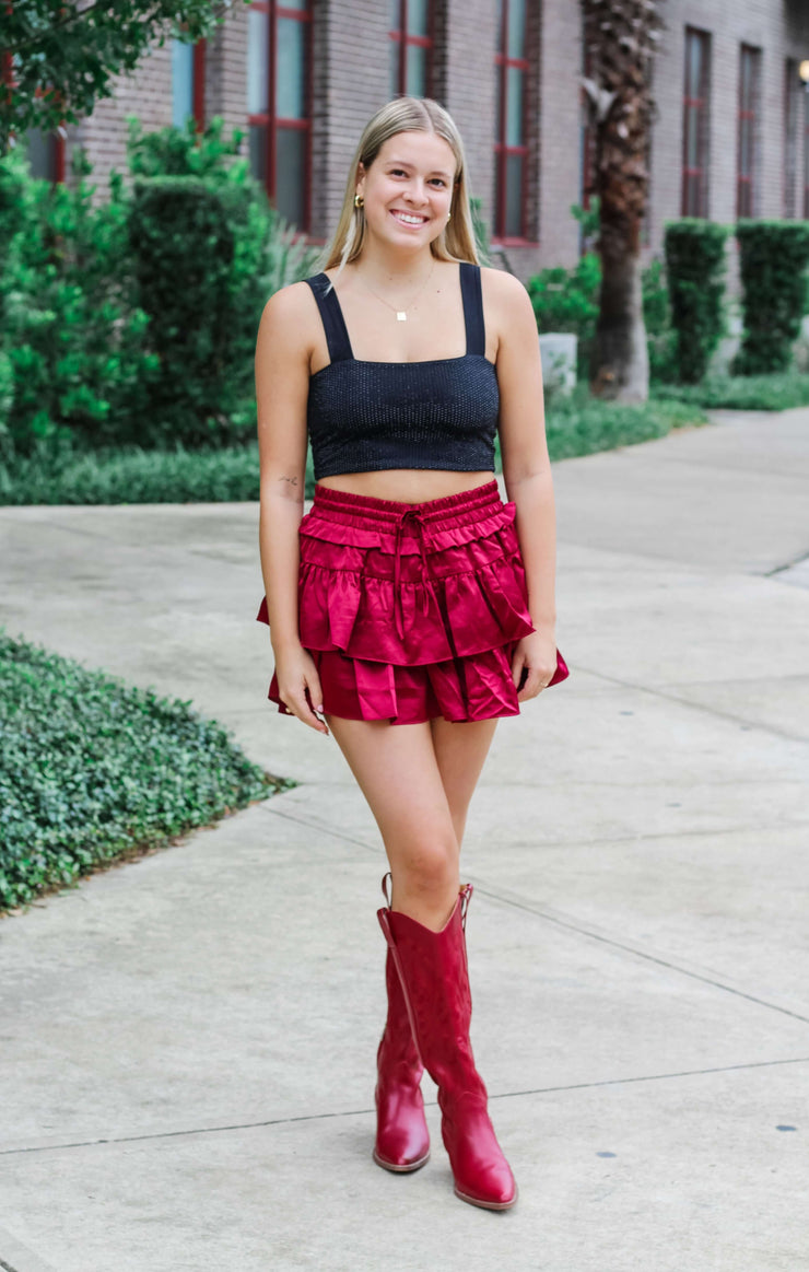 The Game Day Sparkle Crop (Black)