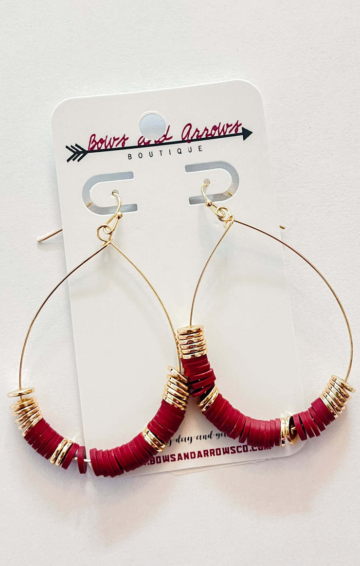 The Teardrop Bead Earrings - Wine