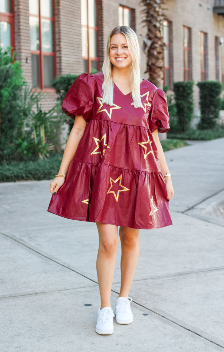 The Faux Leather Starry Mini (Garnet)