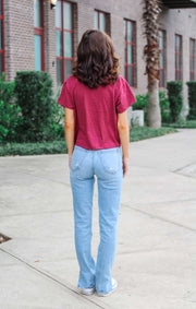 The Spear Vintage Boyfriend Cropped Tee (Garnet)