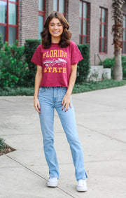 The Spear Vintage Boyfriend Cropped Tee (Garnet)