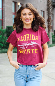 The Spear Vintage Boyfriend Cropped Tee (Garnet)