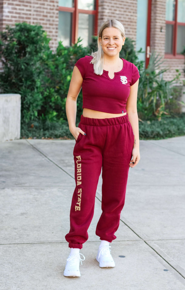 The FSU Cropped Cali Tee (Garnet)