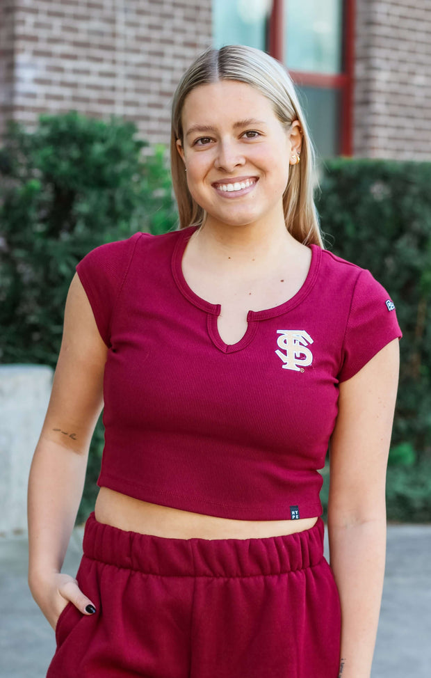 The FSU Cropped Cali Tee (Garnet)