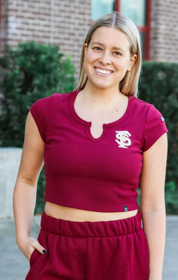 The FSU Cropped Cali Tee (Garnet)