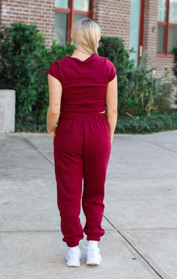 The FSU Cropped Cali Tee (Garnet)