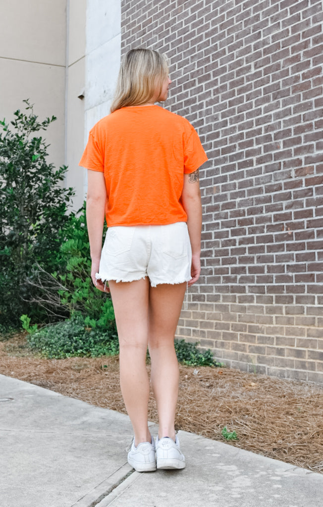 The Erin Clemson Classic Paw Print Cropped Tee