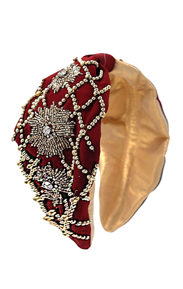 The Game Day Beaded Headband (Garnet)