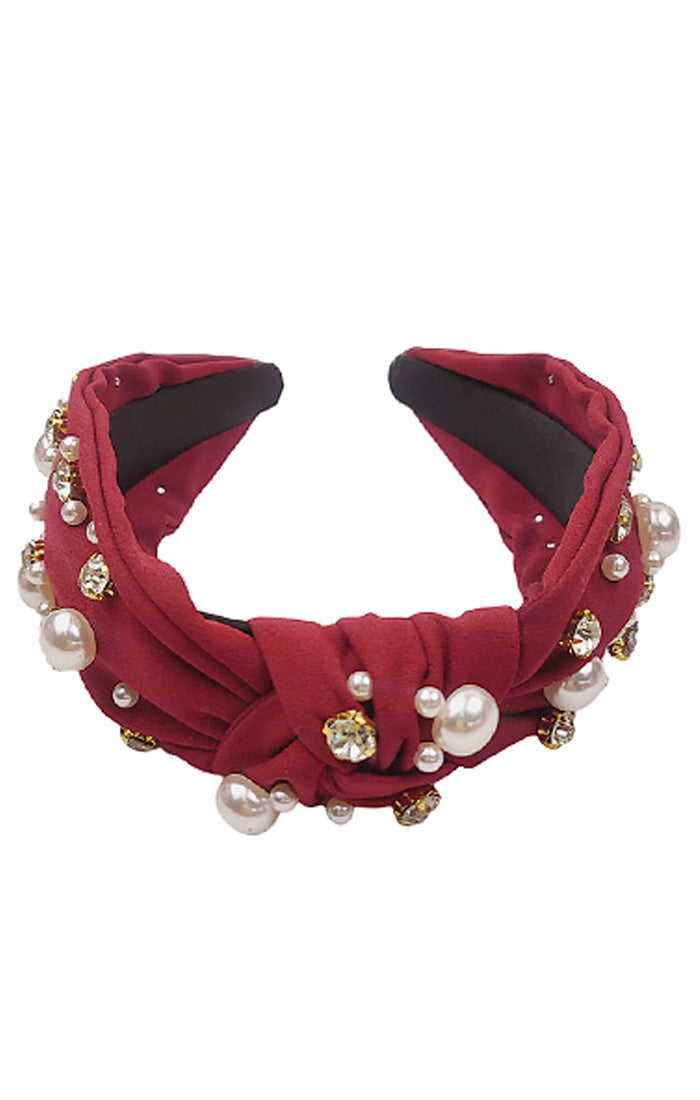 The Game Day Pearl Headband (Garnet)