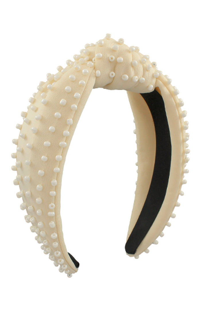 The Game Day Colored Bead Headband (White)