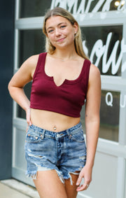 The Essential Ribbed Crop Top (Garnet)