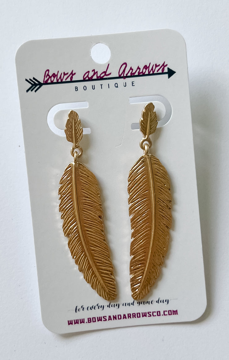 The Metal Feather Earring (Gold)