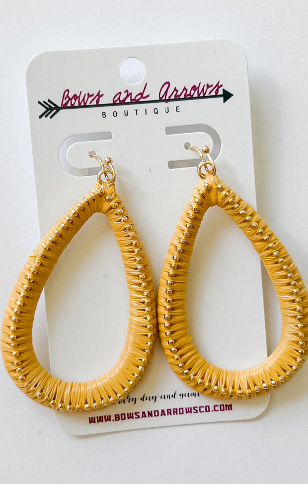 The Raffia Teardrop Earrings (Mustard)