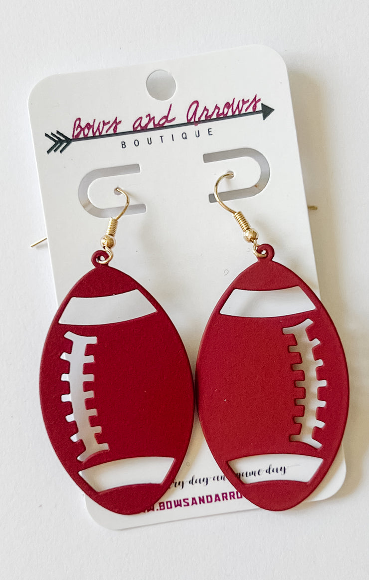 The Football Cutout Earrings (Garnet)