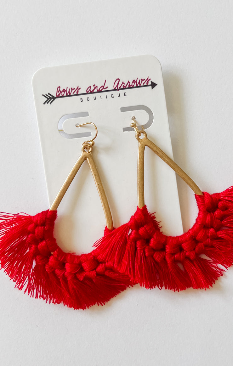 The Fan Tassel Earrings (Red)