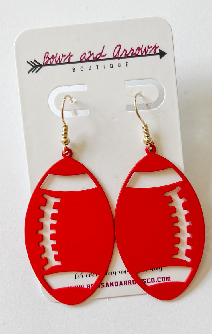The Football Cutout Earrings (Red)