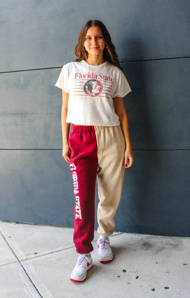 The Erin Florida State Lines Vintage Cropped Tee (Vintage White)