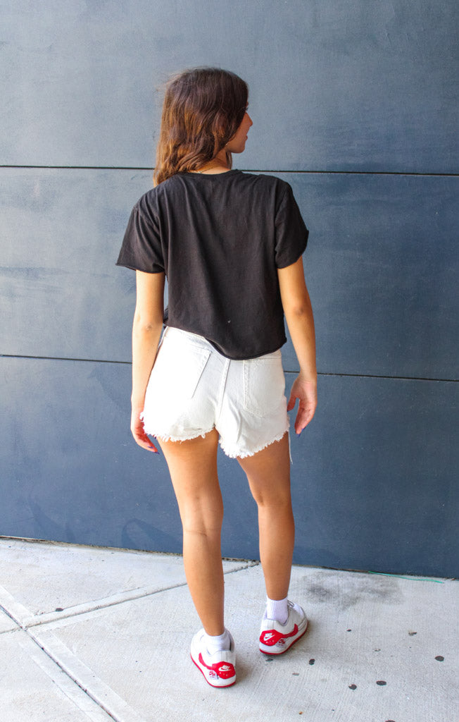 The Erin FSU Block Vintage Cropped Tee (Black)