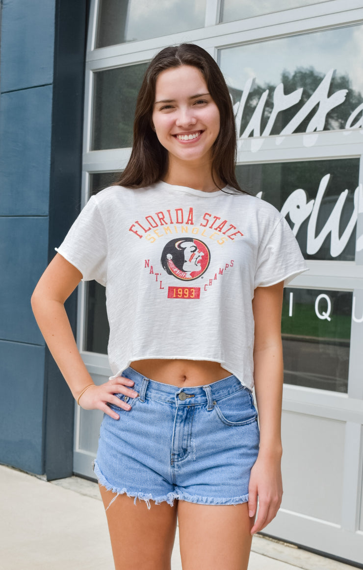 The Erin 1993 Natl Champs Cropped Tee (Vintage White)