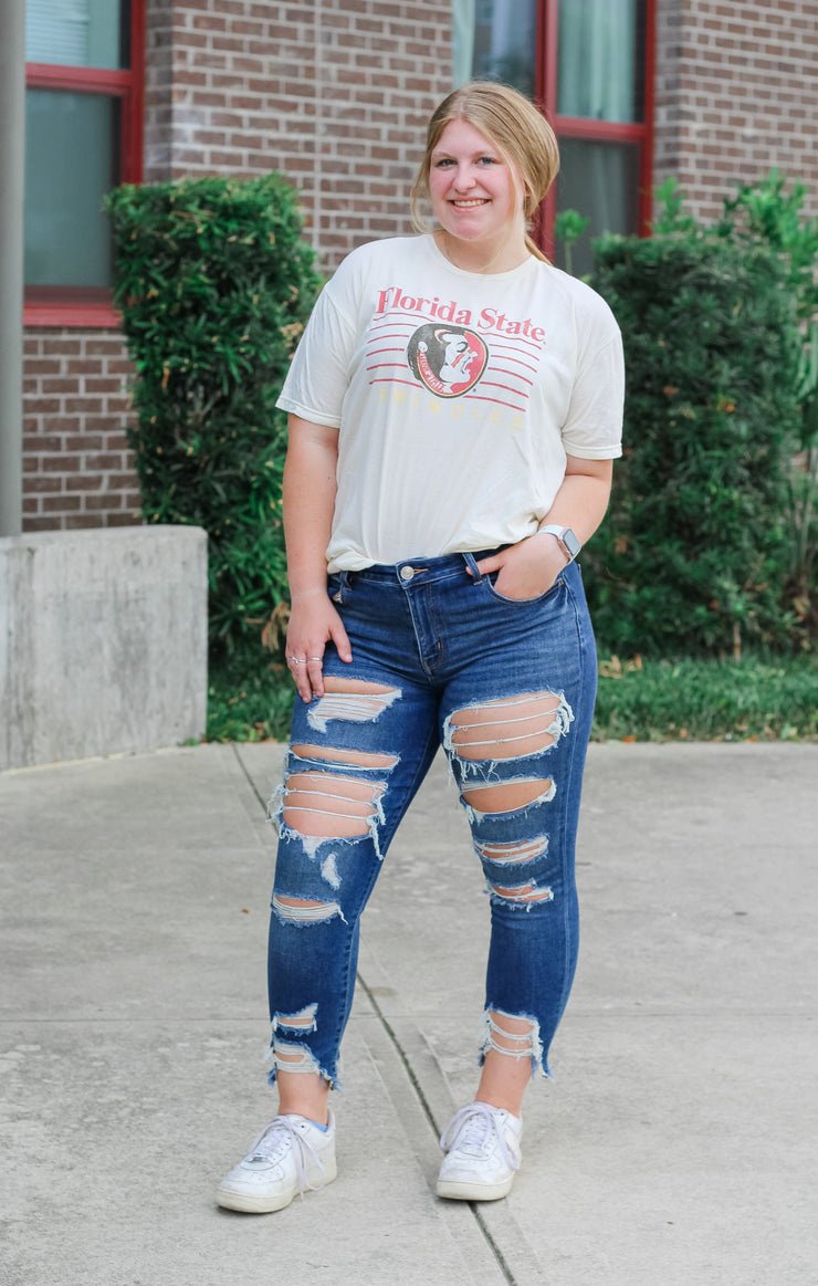 The Florida State Lines Vintage Boyfriend Tee (Vintage White)