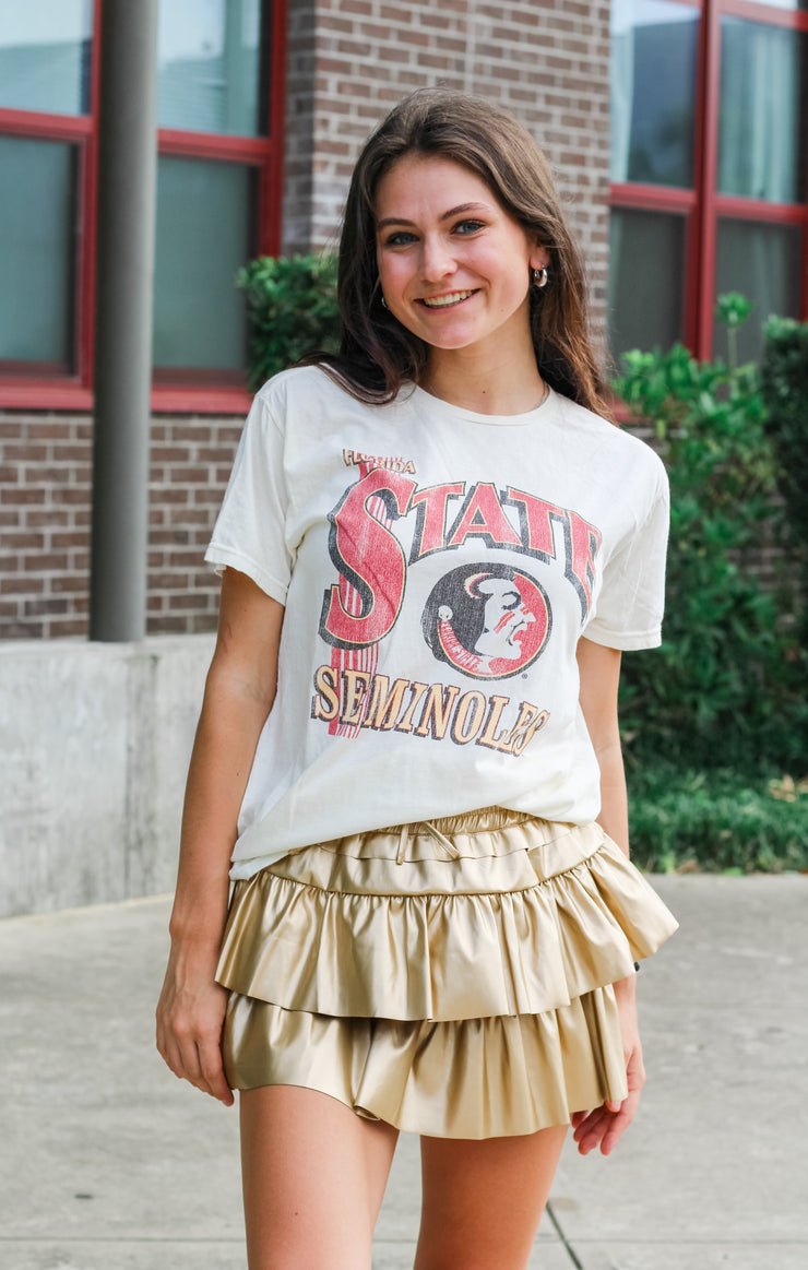 The "STATE" Seminoles Vintage Boyfriend Tee (Vintage White)