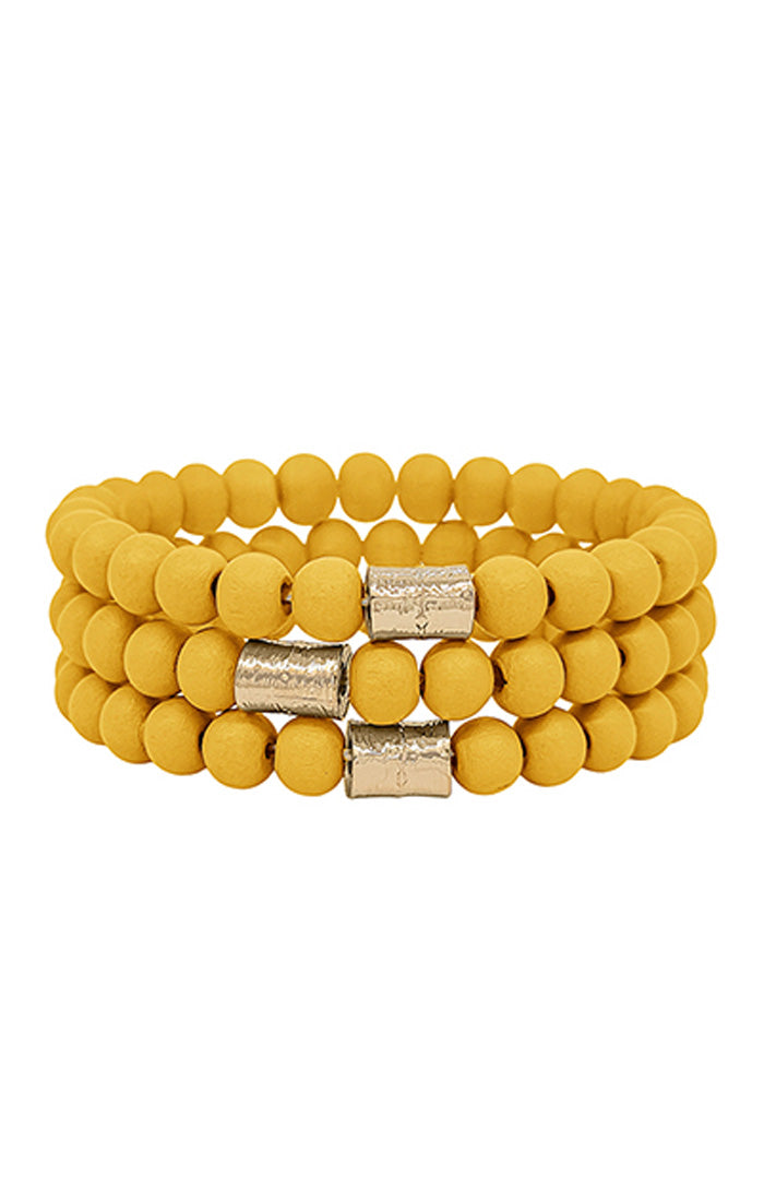 The Game Day Wood Bead Stack - Gold
