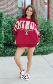 The Seminoles "Flannigan" Oversized Dolman Crew (Garnet)