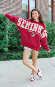 The Seminoles "Flannigan" Oversized Dolman Crew (Garnet)