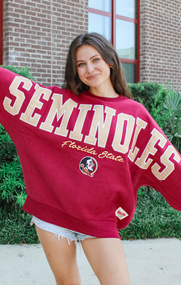 The Seminoles "Flannigan" Oversized Dolman Crew (Garnet)