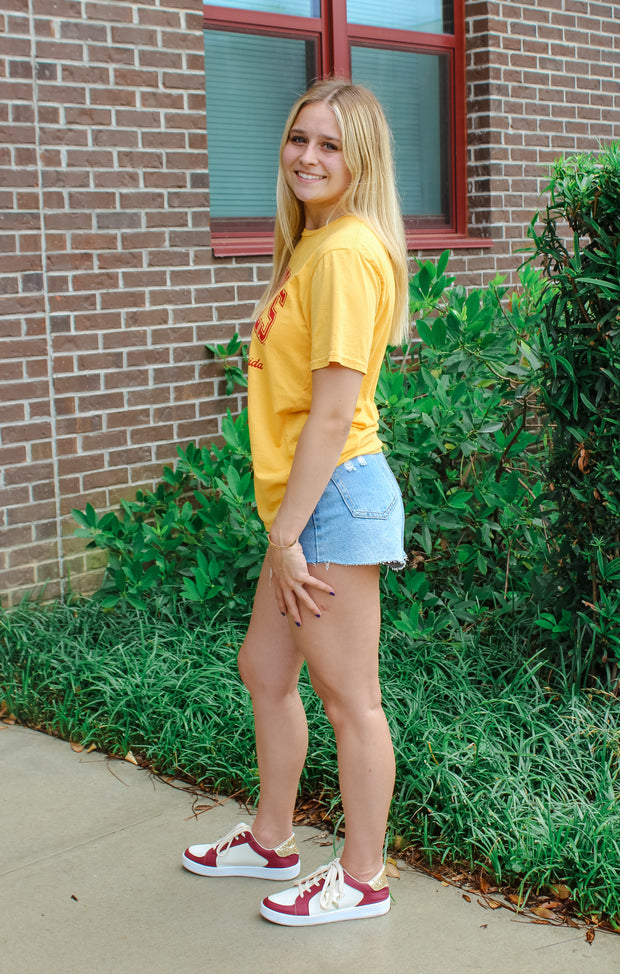 The Tallahassee Seminoles Vintage Boyfriend Tee (Gold)