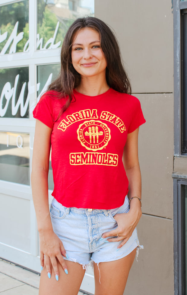 The FSU Seal Vintage Shrunken Tee (Vintage Garnet)