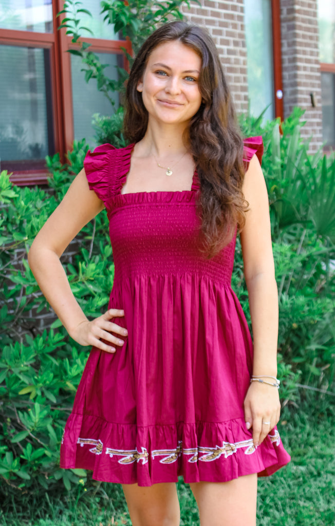 fsu ladies dresses The Spear Smocked Sequin Dress DRESSESSKIRTS