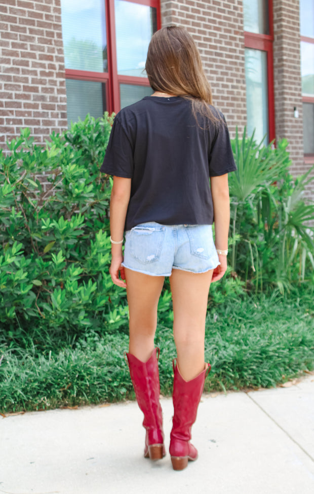 The FSU Lady 'Noles Vintage Boyfriend Crop Tee (Black)