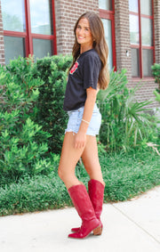 The FSU Lady 'Noles Vintage Boyfriend Crop Tee (Black)