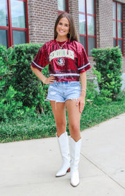 The FSU Sequin Cropped Jersey