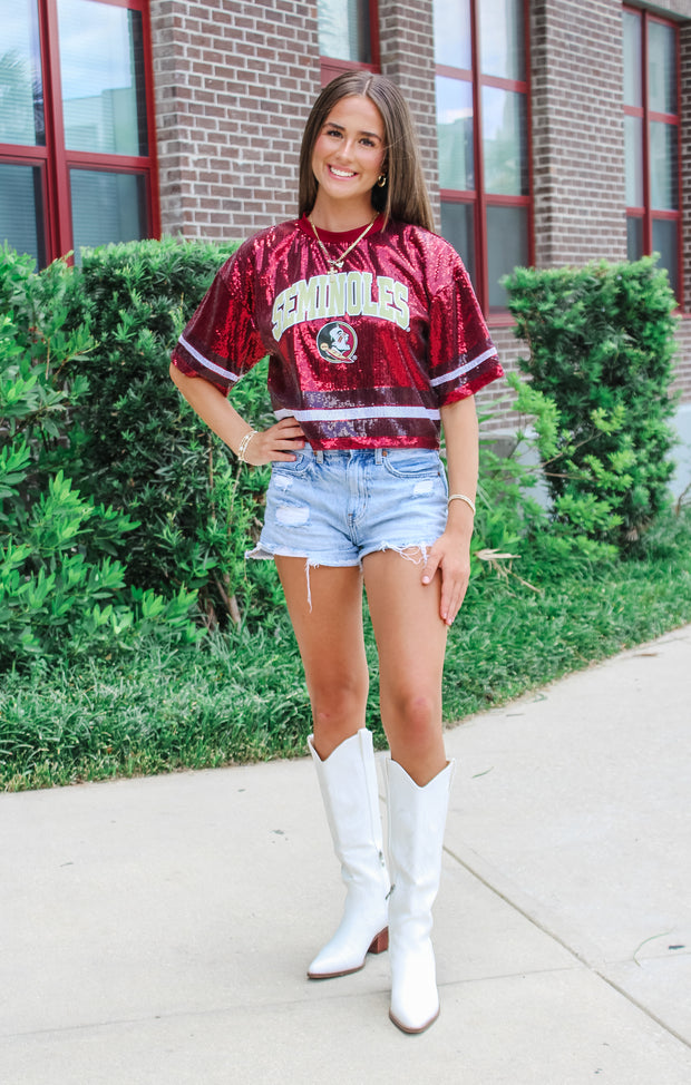 The FSU Sequin Cropped Jersey