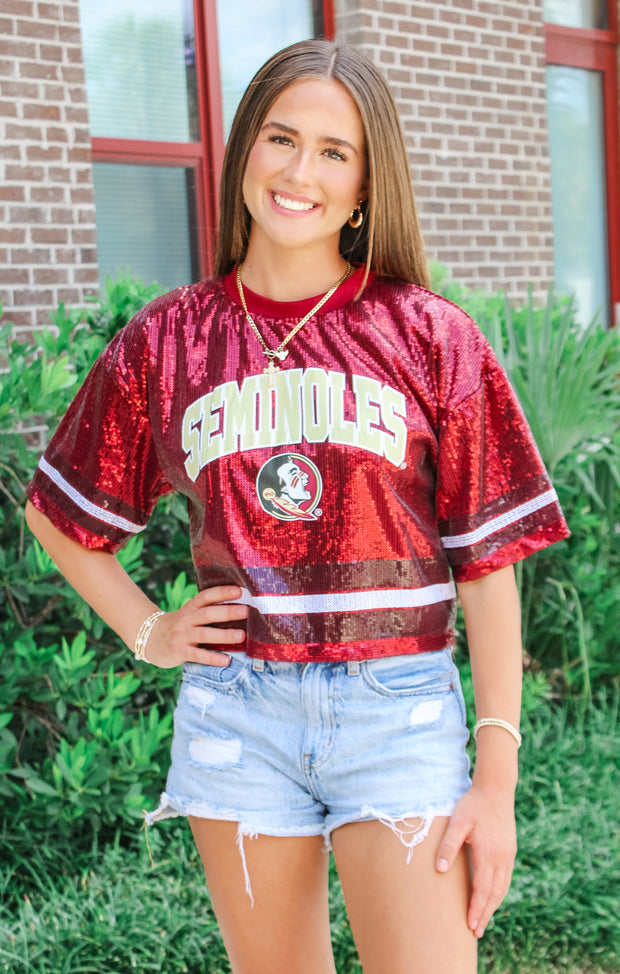 The FSU Sequin Cropped Jersey