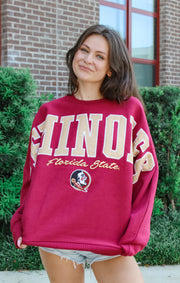 The Seminoles "Flannigan" Oversized Dolman Crew (Garnet)