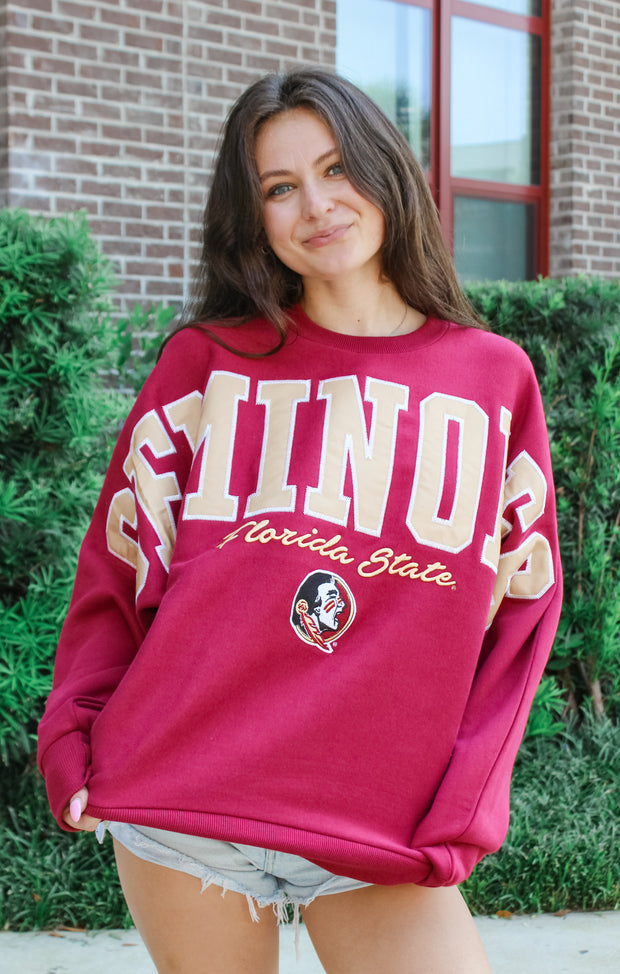 The Seminoles "Flannigan" Oversized Dolman Crew (Garnet)