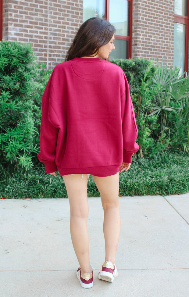 The Seminoles "Flannigan" Oversized Dolman Crew (Garnet)