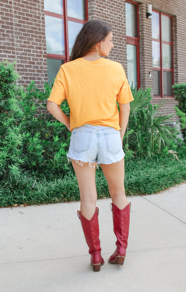 The Go 'Noles Vintage Boyfriend Crop Tee (Gold)